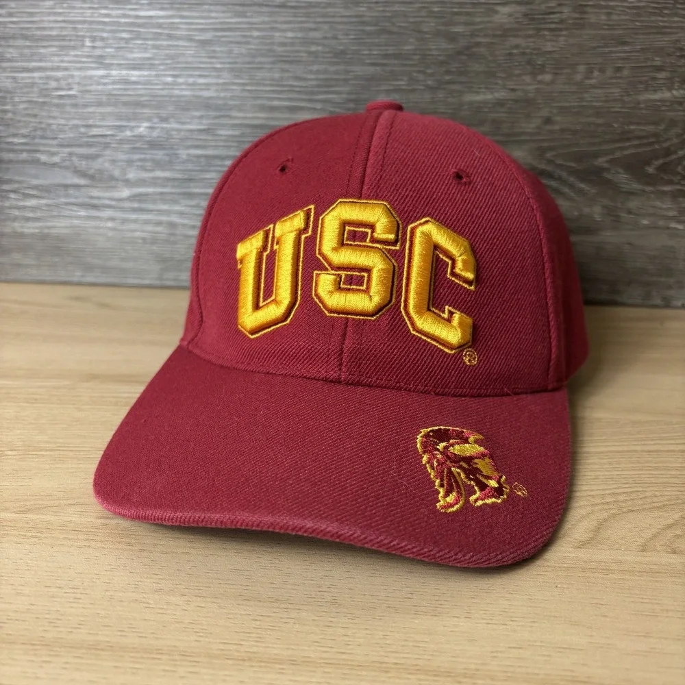 USC Trojans Hat Cap Strap Back Red Yellow NCAA Football College Mens Embroidered